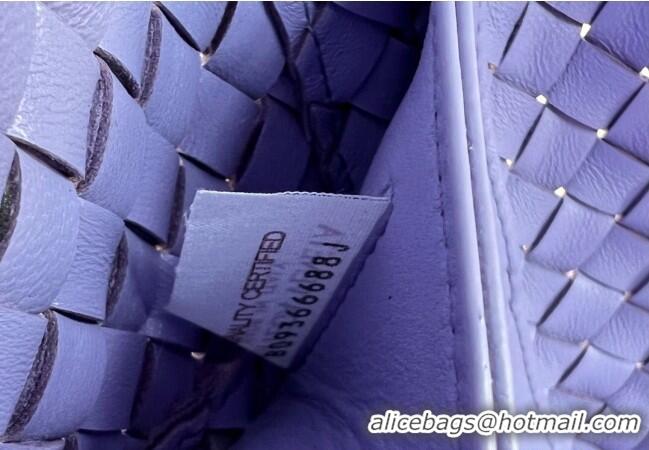 Top Grade Bottega Veneta Mini Cabat Tote Bag in Intreccio Leather 709464 Wistaria Purple 2025