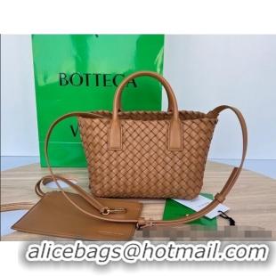 Best Price Bottega Veneta Mini Cabat Tote Bag in Intreccio Leather 709464 Light Brown 2025