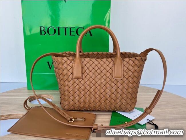 Best Price Bottega Veneta Mini Cabat Tote Bag in Intreccio Leather 709464 Light Brown 2025