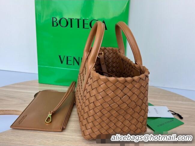 Best Price Bottega Veneta Mini Cabat Tote Bag in Intreccio Leather 709464 Light Brown 2025