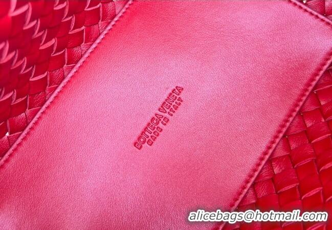 New Cheap Bottega Veneta Mini Cabat Tote Bag in Intreccio Leather 709464 Red 2025