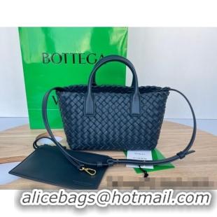 Famous Brand Bottega Veneta Mini Cabat Tote Bag in Intreccio Leather 709464 Dark Blue 2025