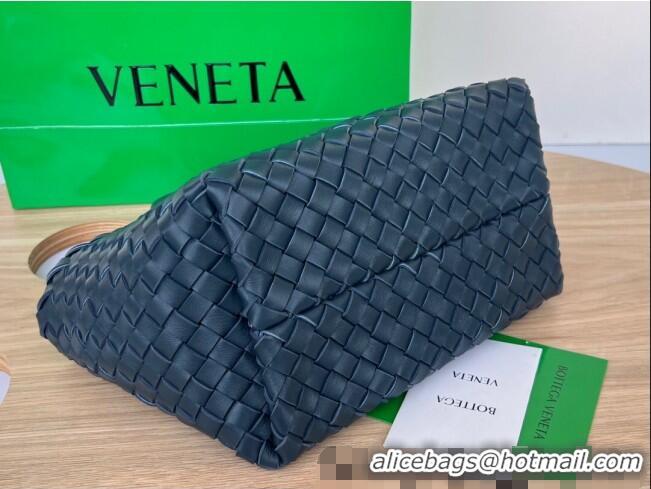 Famous Brand Bottega Veneta Mini Cabat Tote Bag in Intreccio Leather 709464 Dark Blue 2025