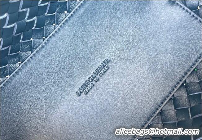 Famous Brand Bottega Veneta Mini Cabat Tote Bag in Intreccio Leather 709464 Dark Blue 2025