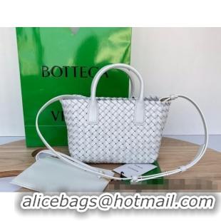 Popular Discount Bottega Veneta Mini Cabat Tote Bag in Intreccio Leather 709464 White 2025