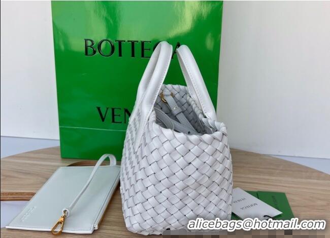 Popular Discount Bottega Veneta Mini Cabat Tote Bag in Intreccio Leather 709464 White 2025
