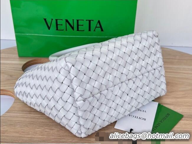 Popular Discount Bottega Veneta Mini Cabat Tote Bag in Intreccio Leather 709464 White 2025