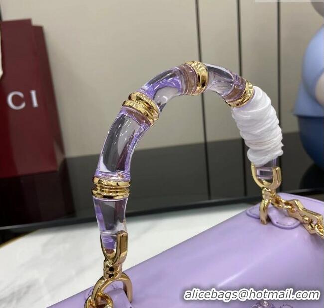 Top Quality Gucci Bamboo Diva Medium Bag in Shiny Leather 827750 Lilac Purple 2025