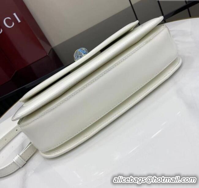 Original Cheap Gucci Bamboo Diva Medium Bag in Shiny Leather 827750 White 2025