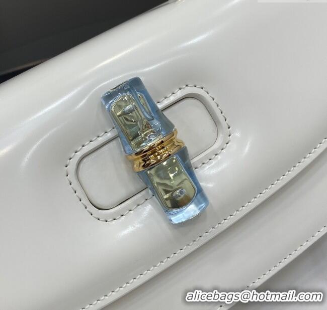 Original Cheap Gucci Bamboo Diva Medium Bag in Shiny Leather 827750 White 2025