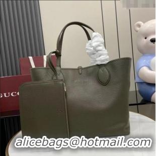 Well Crafted Gucci Totissima Large Reversible Tote Bag in Grainy Leather 839112 Green 2025