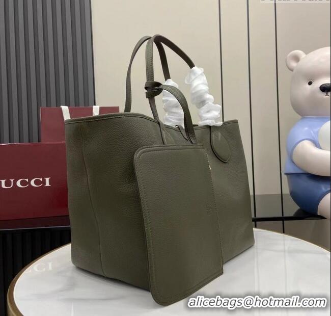 Well Crafted Gucci Totissima Large Reversible Tote Bag in Grainy Leather 839112 Green 2025