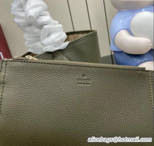 Well Crafted Gucci Totissima Large Reversible Tote Bag in Grainy Leather 839112 Green 2025