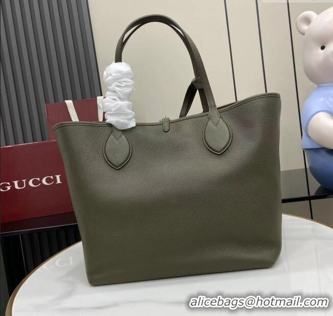 Well Crafted Gucci Totissima Large Reversible Tote Bag in Grainy Leather 839112 Green 2025