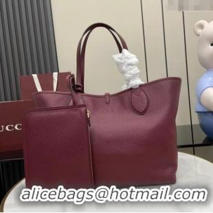New Fashion Gucci Totissima Large Reversible Tote Bag in Grainy Leather 839112 Ancora Red 2025