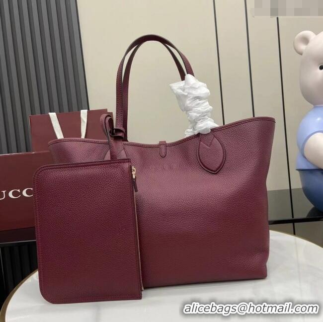 New Fashion Gucci Totissima Large Reversible Tote Bag in Grainy Leather 839112 Ancora Red 2025