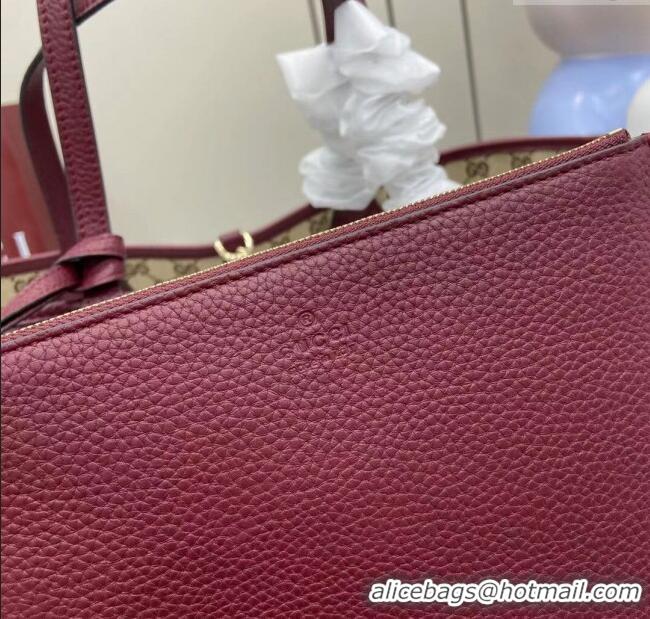 New Fashion Gucci Totissima Large Reversible Tote Bag in Grainy Leather 839112 Ancora Red 2025