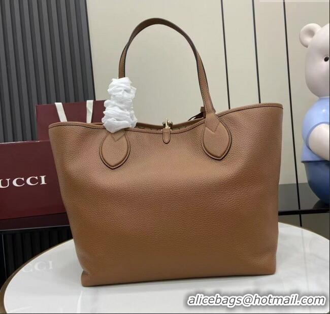 Buy Fashionable Gucci Totissima Large Reversible Tote Bag in Grainy Leather 839112 Brown 2025