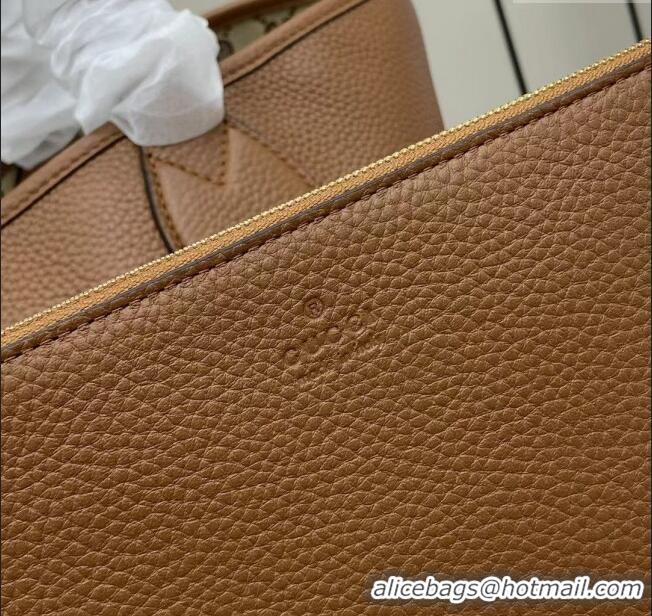 Buy Fashionable Gucci Totissima Large Reversible Tote Bag in Grainy Leather 839112 Brown 2025