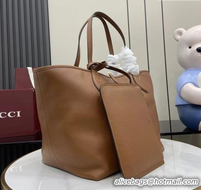 Buy Fashionable Gucci Totissima Large Reversible Tote Bag in Grainy Leather 839112 Brown 2025
