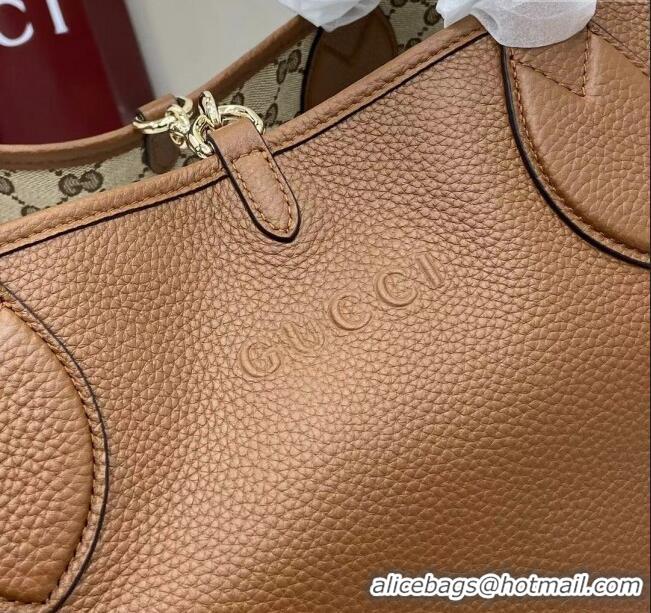 Buy Fashionable Gucci Totissima Large Reversible Tote Bag in Grainy Leather 839112 Brown 2025