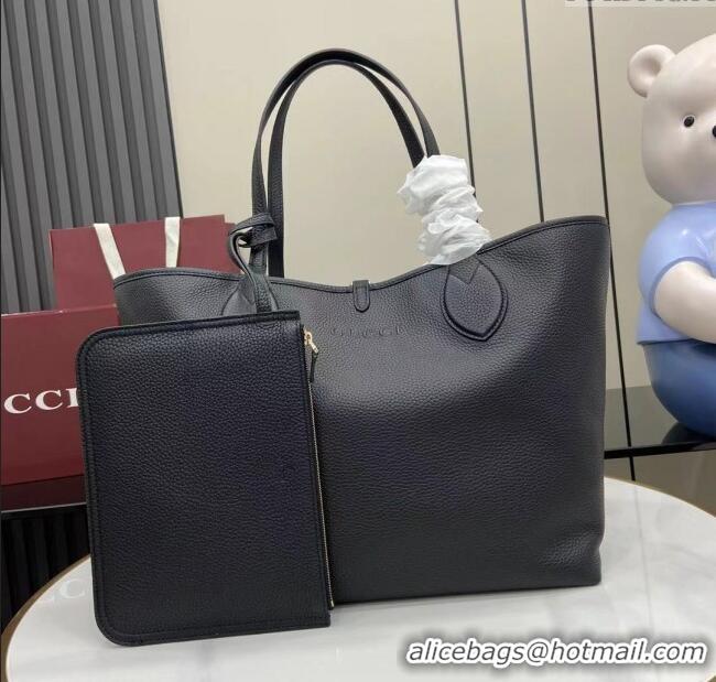 Best Quality Gucci Totissima Large Reversible Tote Bag in Grainy Leather 839112 Black 2025