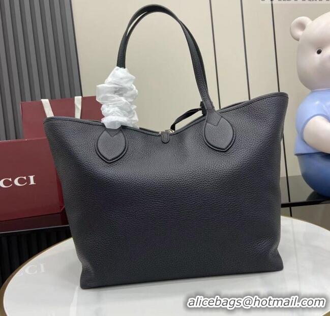 Best Quality Gucci Totissima Large Reversible Tote Bag in Grainy Leather 839112 Black 2025