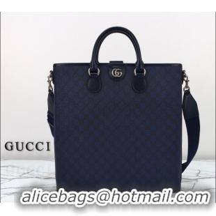 Low Cost Gucci Mens GG Canvas Tote Bag 792118 Dark Blue 2025