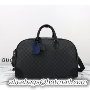 Wholesale Discount Gucci Men's GG Canvas Emblem Medium Duffle bag 821148 Black 2025