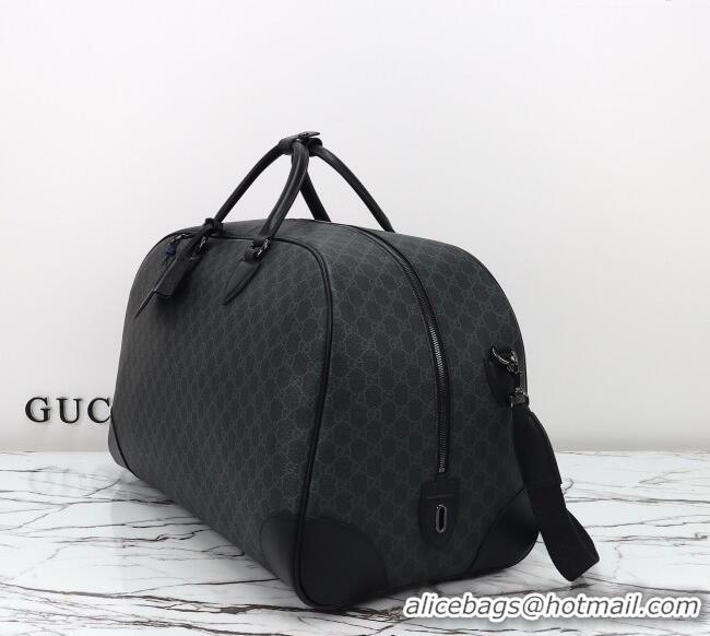 Famous Brand Gucci Mens GG Canvas Emblem Large Duffle bag 821158 Black 2025