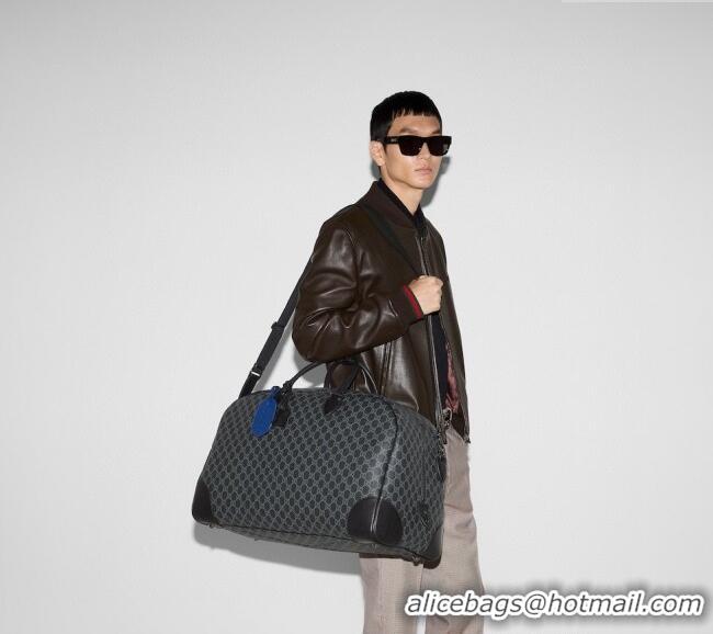 Famous Brand Gucci Mens GG Canvas Emblem Large Duffle bag 821158 Black 2025