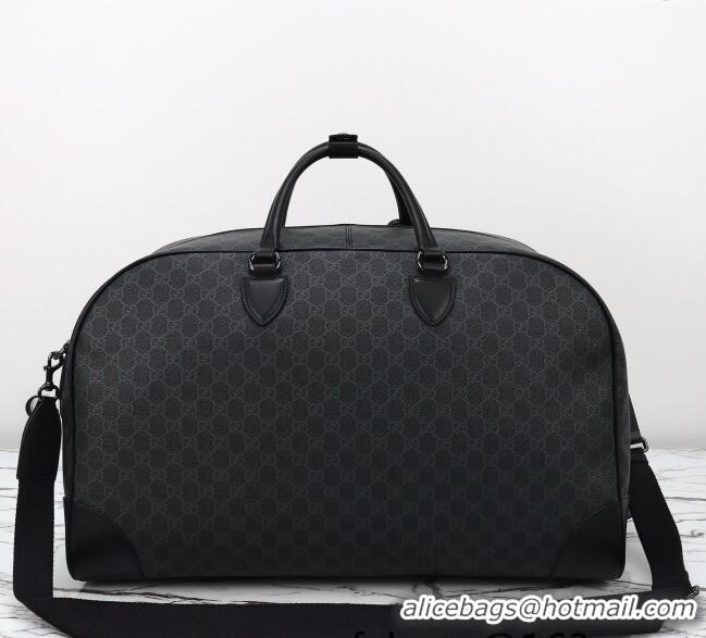 Famous Brand Gucci Mens GG Canvas Emblem Large Duffle bag 821158 Black 2025