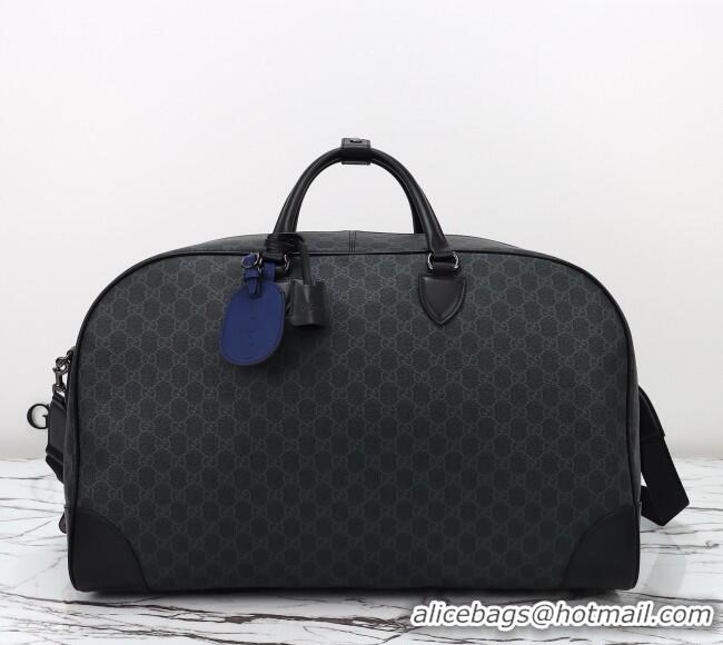 Famous Brand Gucci Mens GG Canvas Emblem Large Duffle bag 821158 Black 2025