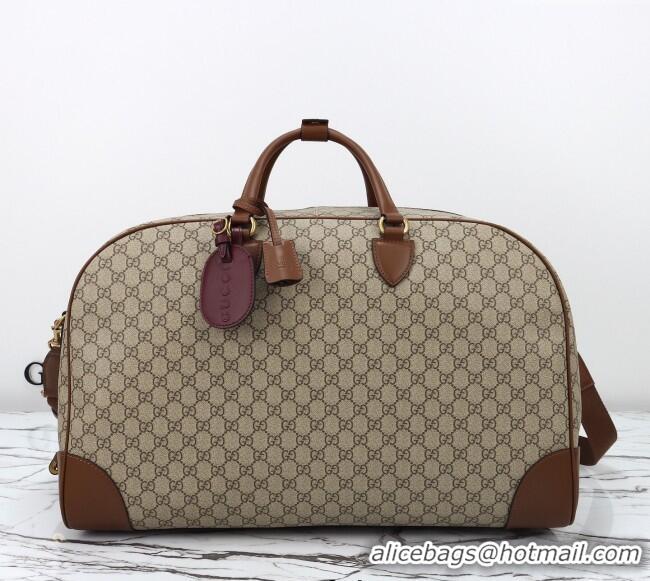Inexpensive Gucci Mens GG Canvas Emblem Large Duffle bag 821158 Beige 2025