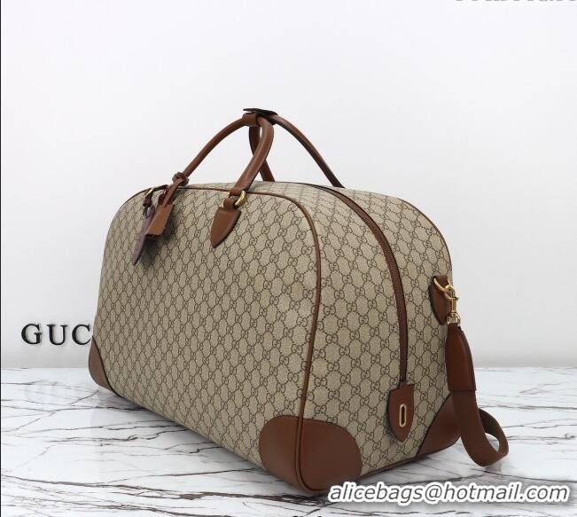 Inexpensive Gucci Mens GG Canvas Emblem Large Duffle bag 821158 Beige 2025