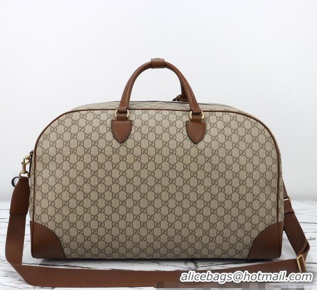 Inexpensive Gucci Mens GG Canvas Emblem Large Duffle bag 821158 Beige 2025