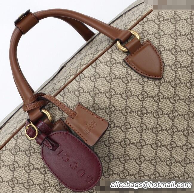 Inexpensive Gucci Mens GG Canvas Emblem Large Duffle bag 821158 Beige 2025