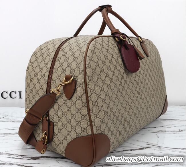 Inexpensive Gucci Mens GG Canvas Emblem Large Duffle bag 821158 Beige 2025