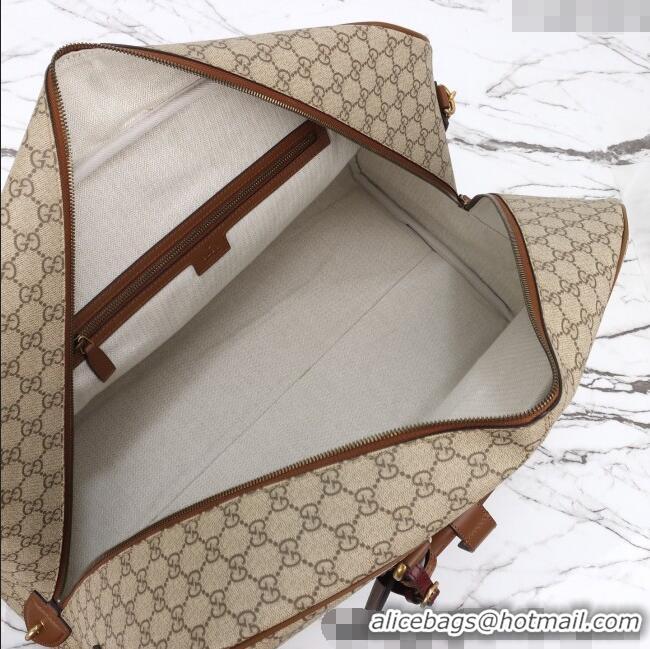 Inexpensive Gucci Mens GG Canvas Emblem Large Duffle bag 821158 Beige 2025
