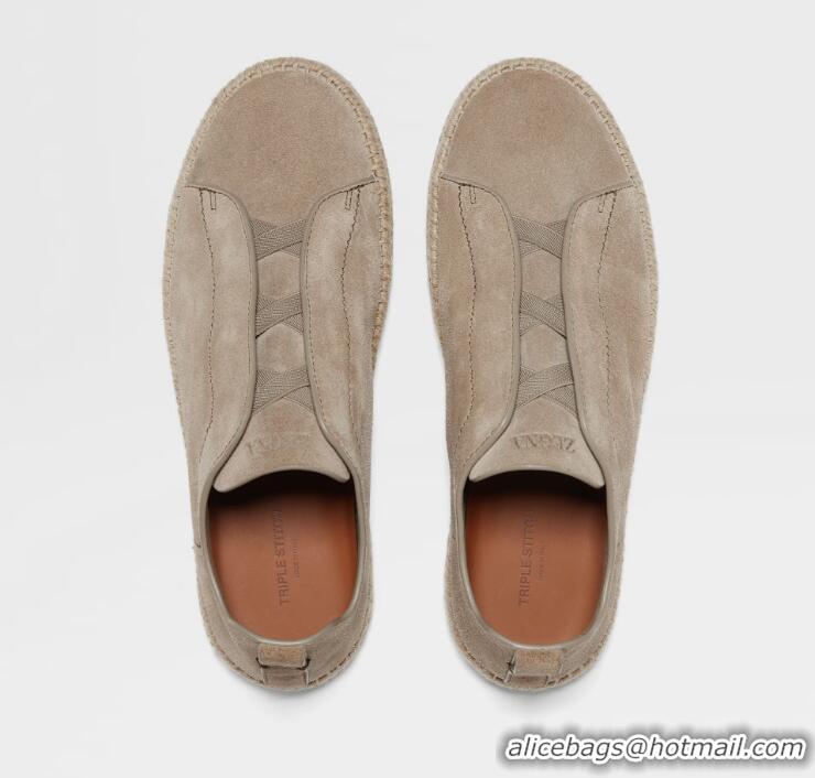 ​Top Quality Cheap Zegna Suede Triple Stitch Espadrilles Z8410 Beige