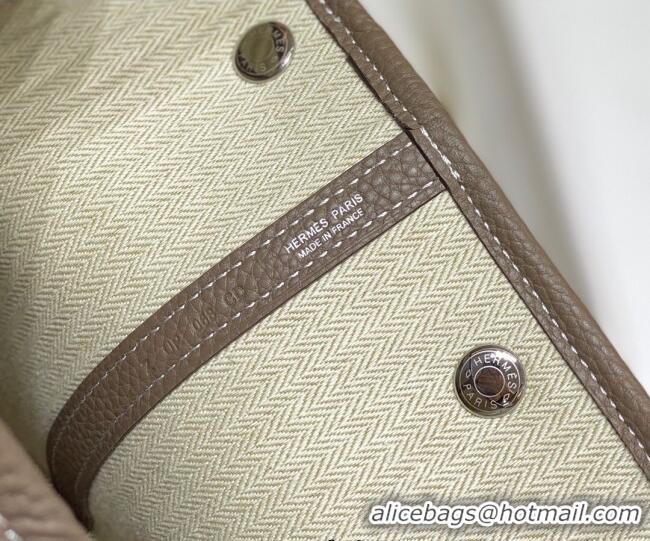 Discount Hermes Garden Party Bag 30cm in Canvas and Grained Leather H0522 Beige/Elephant Grey 2025