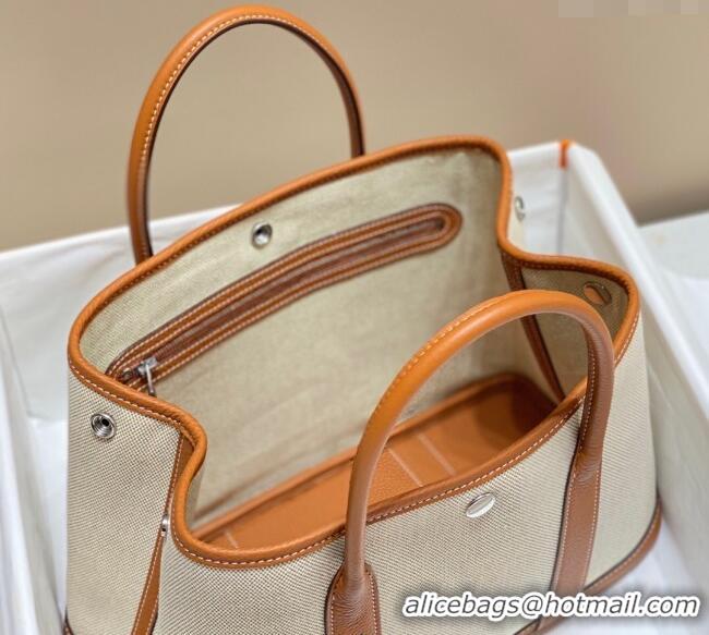Good Taste Hermes Garden Party Bag 30cm in Canvas and Grained Leather H0522 Beige/Brown 2025