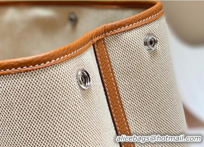 Good Taste Hermes Garden Party Bag 30cm in Canvas and Grained Leather H0522 Beige/Brown 2025