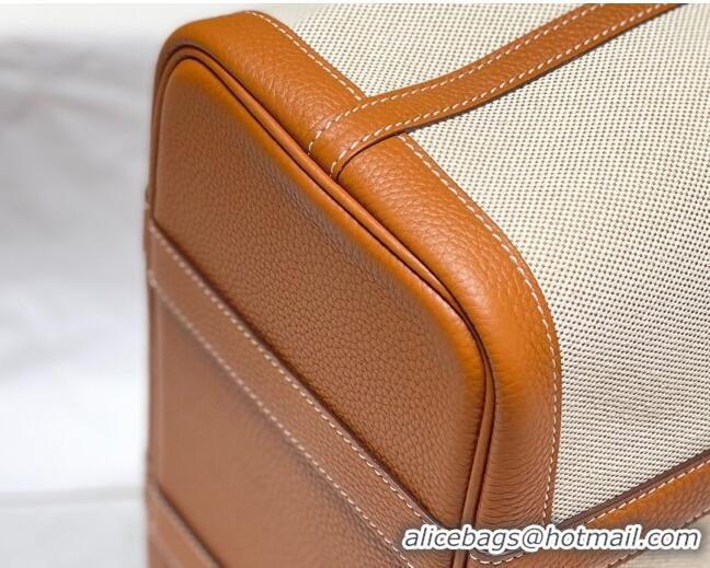 Good Taste Hermes Garden Party Bag 30cm in Canvas and Grained Leather H0522 Beige/Brown 2025