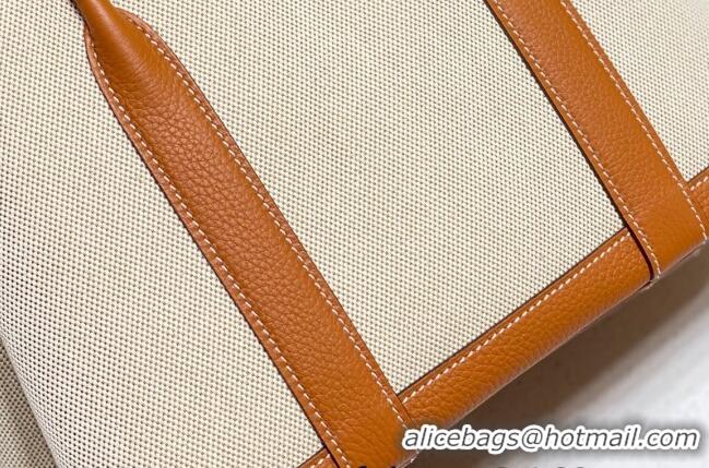 Good Taste Hermes Garden Party Bag 30cm in Canvas and Grained Leather H0522 Beige/Brown 2025