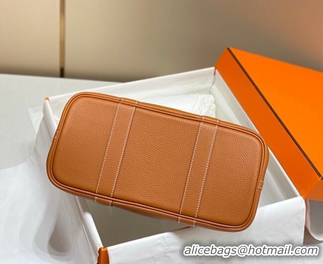 Good Taste Hermes Garden Party Bag 30cm in Canvas and Grained Leather H0522 Beige/Brown 2025