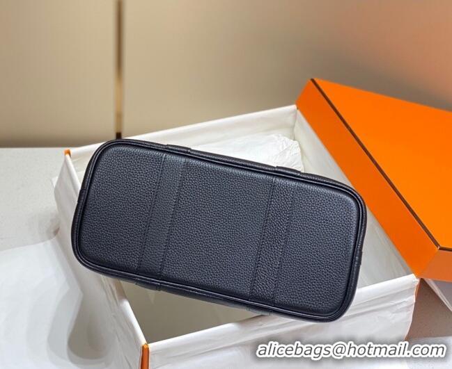 Best Quality Hermes Garden Party Bag 30cm in Canvas and Grained Leather H0522 Beige/Black 2025