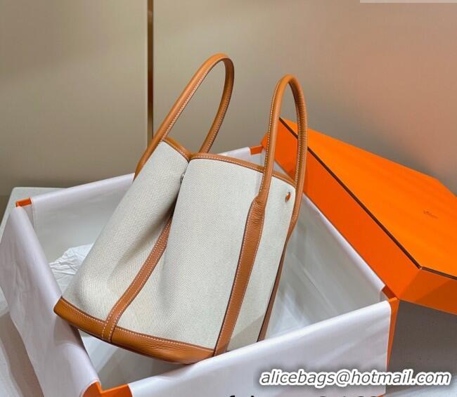 Buy Classic Hermes Garden Party Bag 36cm in Canvas and Grained Leather H0523 Beige/Brown 2025