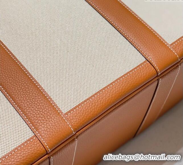 Buy Classic Hermes Garden Party Bag 36cm in Canvas and Grained Leather H0523 Beige/Brown 2025