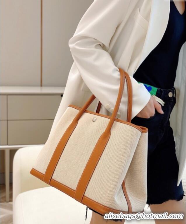 Buy Classic Hermes Garden Party Bag 36cm in Canvas and Grained Leather H0523 Beige/Brown 2025